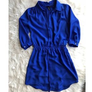 Aqua drawstring shirt dress